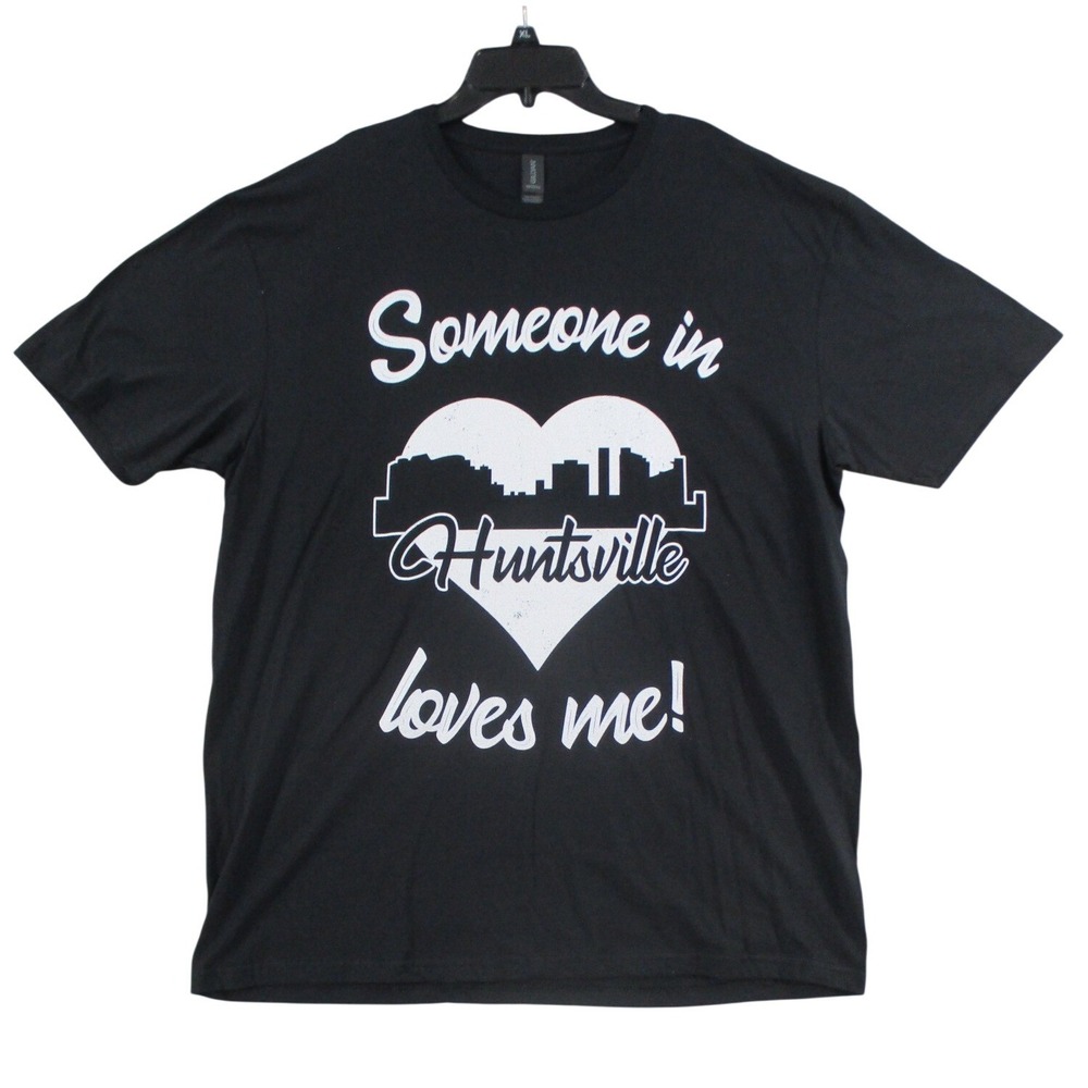 Gildan Softstyle Huntsville Alabama Heart Skyline Graphic T-Shirt Black XL